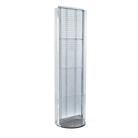 Azar Displays Two-Sided Pegboard Floor Display w/ C-Channel Sides on Revolving Base. Spinner Rack Stand. 700256-CLR